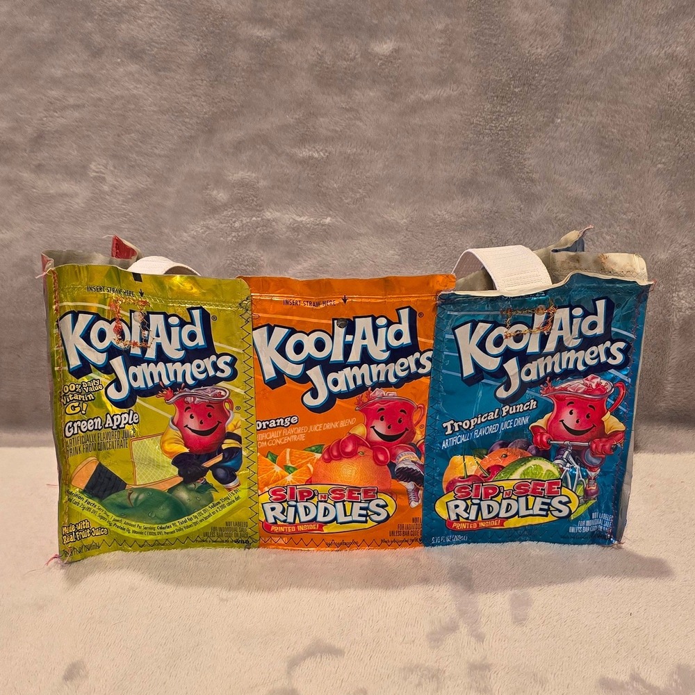 Handmade Upcycled Kool-Aid Jammers Juice Pouch Tote Bag Multicolor Y2K Nostalgia